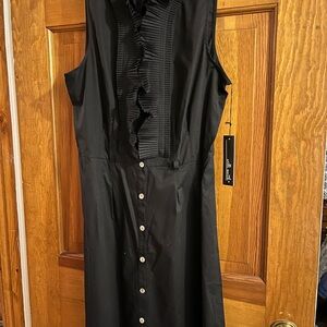 Willi Smith Black Midi Dress with Ruffle Detail